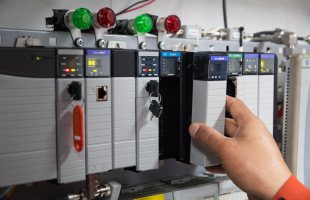 PLC programable logic controler,This picture show hard wiring communication socket connection during technician maintenance