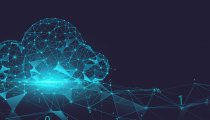 Data cloud storage network from lines, triangles and particle style design. Illustration vector