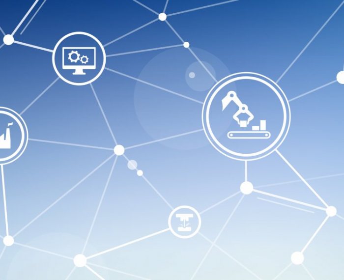 Smart factory / enterprise IoT icon concept: digitalization, aut Smart factory / enterprise IoT icon concept: digitalization, aut
