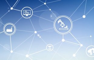 Smart factory / enterprise IoT icon concept: digitalization, aut
